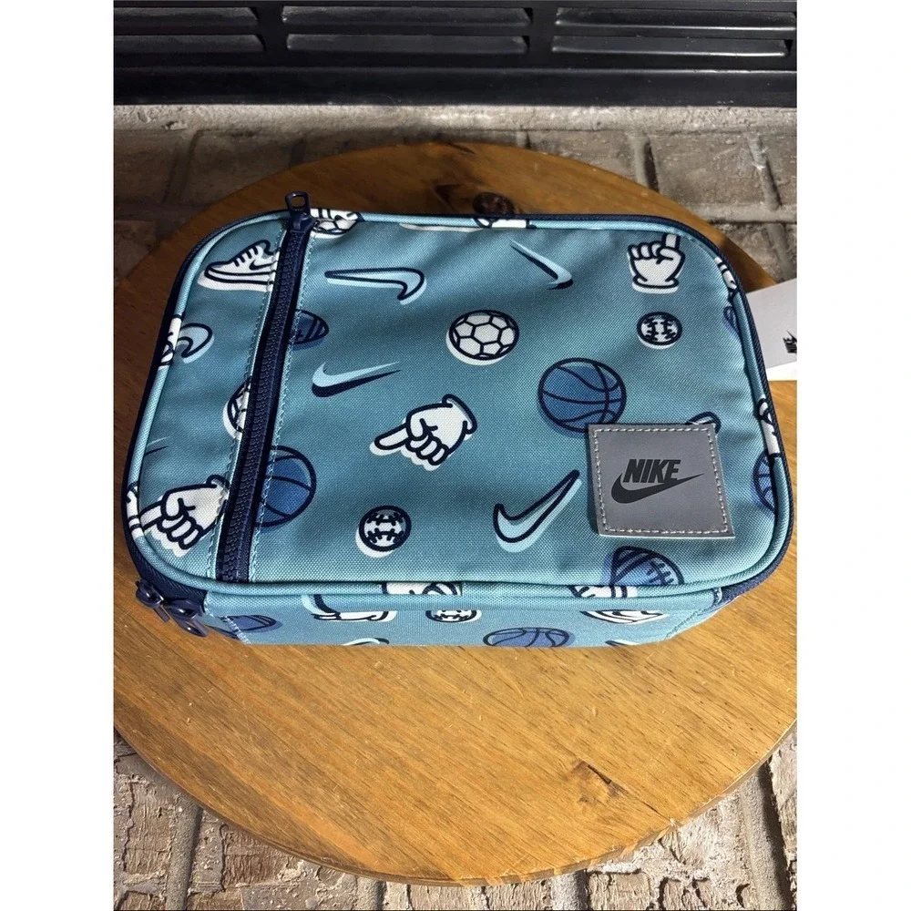 Nike Futura Fuel Pack Hard Shell Lunch Box Sports Icons Balls Swoosh Blue OS NEW